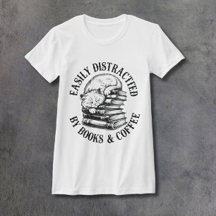 Katzen, Bücher & Kaffee Damen eng anliegend T-Shirt