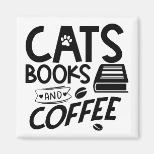 Katzen Bücher Kaffeetyp Lesen Zitat Magnet