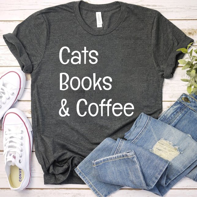Katzen Bücher und Kaffee / Katzen Lover Mama schwa T-Shirt (Cats Books and Coffee / Cats Lover mom black T-Shirt)