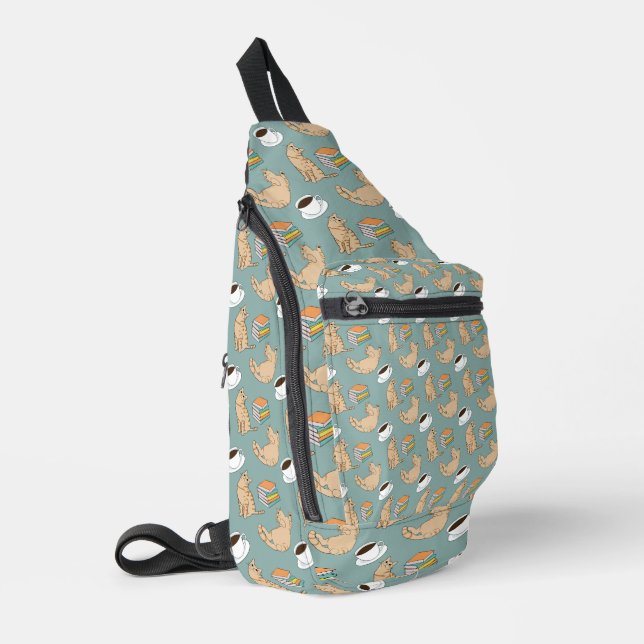 Katzen Bücher Und Kaffezeit Crossbody Bag (Linke Seite)