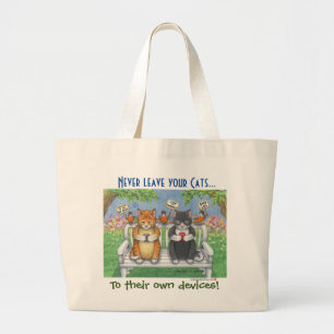 Katzen (Bud & Tony) mit Smartphones Tote Bag Jumbo Stoffbeutel