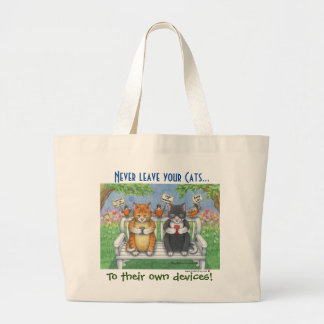 Katzen (Bud & Tony) mit Smartphones Tote Bag Jumbo Stoffbeutel