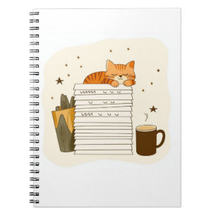 Katzen-Café-Stapel-Notizbuch studieren Notizblock