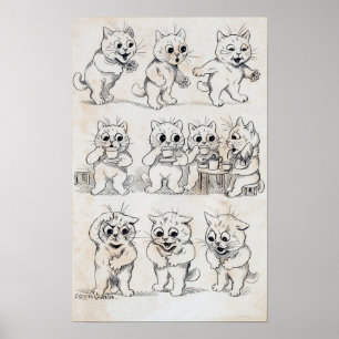 Katzen Cartoon, Louis Wain Poster