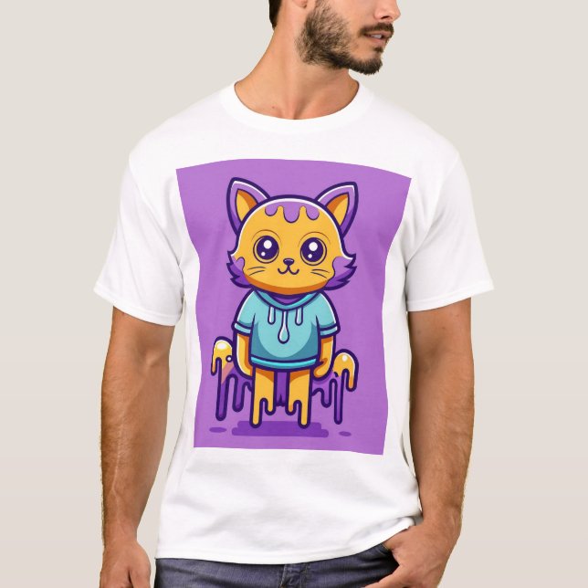 Katzen-Cartoon T-Shirt (Vorderseite)