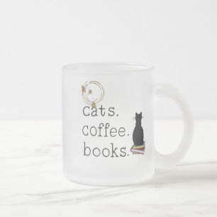 Katzen. Coffee. Bücher. Perfektion. Mattglastasse