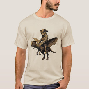 Katzen-Cowboy reitet auf Dinosaurier Achaeopteryx  T-Shirt