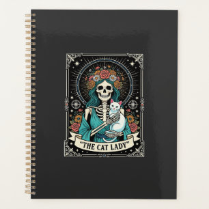Katzen-Dame-Skelett-Tarot-Blumen-Gotisch Planer