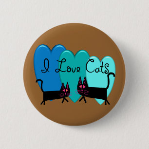 Katzen der Liebe I--Schwarze Katzen-Kunstgeschenke Button