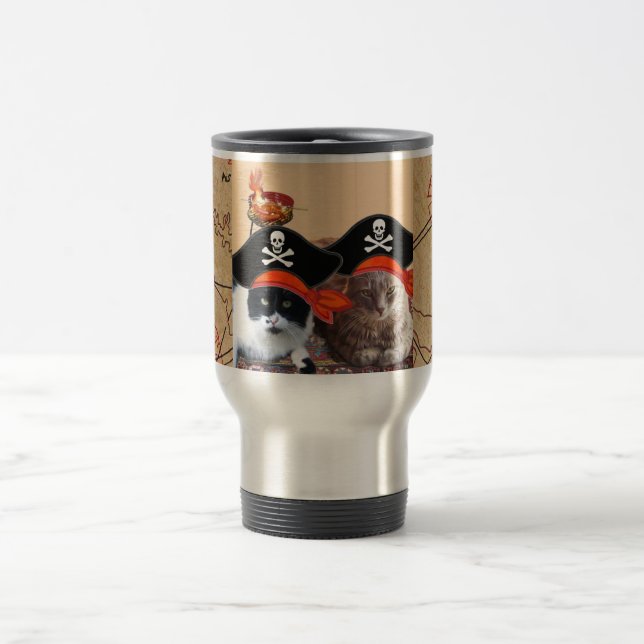 KATZEN DER PIRATE UND KARTEN DER ANTIKEN PIRATEN REISEBECHER (Mittel)