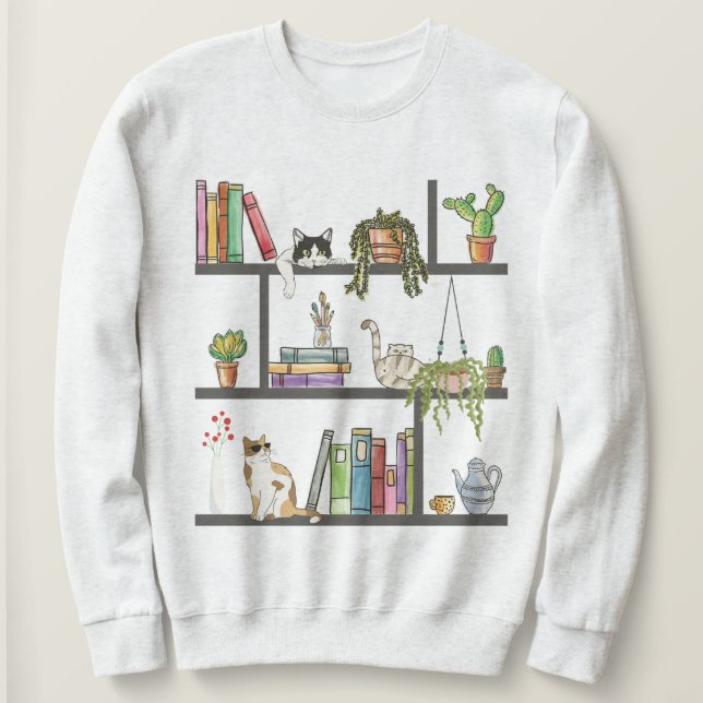 Katzen, die auf einem virtuellen Regal liegen, Kat Sweatshirt (Design vorne)