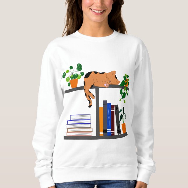 Katzen, die auf einem virtuellen Regal liegen, Kat Sweatshirt (Vorderseite)