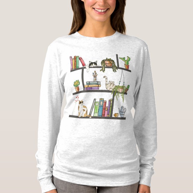 Katzen, die auf einem virtuellen Regal liegen, Kat T-Shirt (Vorderseite)