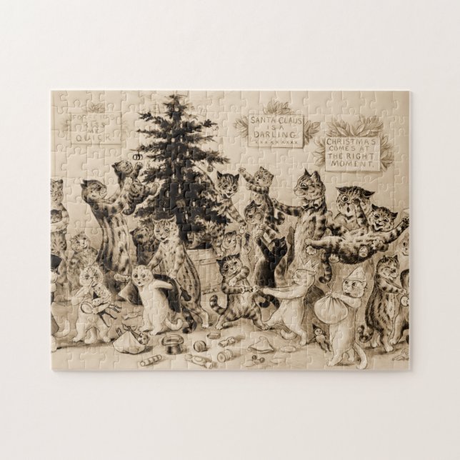 Katzen, die den Weihnachtsbaum von Louis Wain schm (Horizontal)