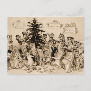 Katzen, die den Weihnachtsbaum von Louis Wain schm Postkarte