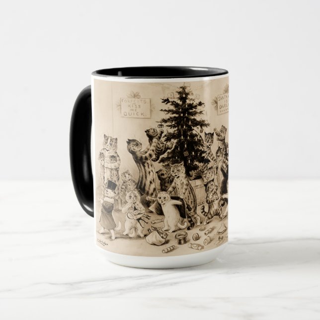 Katzen, die den Weihnachtsbaum von Louis Wain schm Tasse (Vorderseite Links)