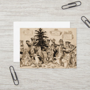 Katzen, die den Weihnachtsbaum von Louis Wain schm Visitenkarte
