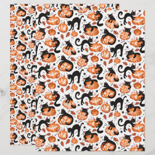 Katzen, die Halloween Pumpkins Scrapbook Paper tra