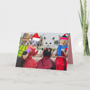 KATZEN, DIE KLEIDENDE RETRO-FREUNDE-CHRISTMAS TRAG KARTE