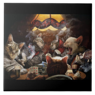 Katzen, die Poker spielen Fliese