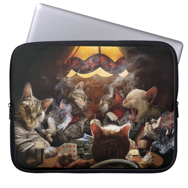 Katzen, die Poker spielen Laptopschutzhülle (Vorderseite)