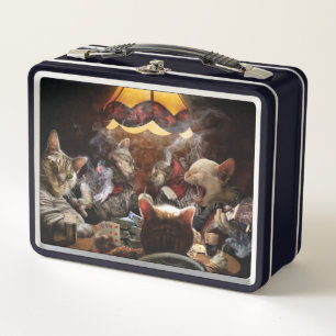 Katzen, die Poker spielen Metall Brotdose