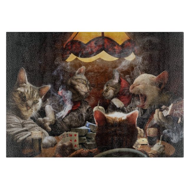 Katzen, die Poker spielen Schneidebrett (Vorderseite)