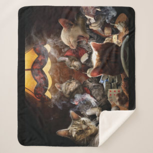 Katzen, die Poker spielen Sherpadecke
