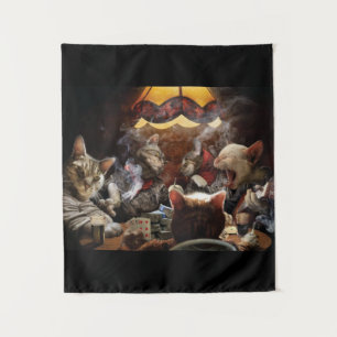 Katzen, die Poker spielen Wandteppich