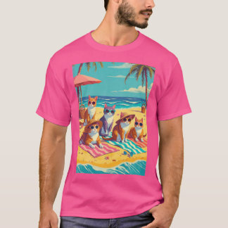 Katzen, die sich am Strand entspannen Freunde T-Shirt