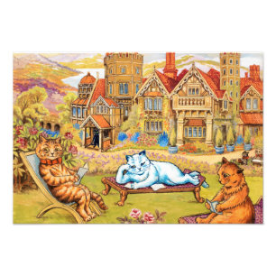 Katzen, die sich im Ground von Napsbury von Wain e Fotodruck