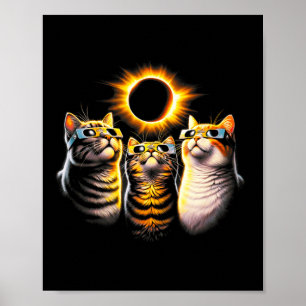 Katzen, die solare Eclipse Gles tragen und den Mon Poster