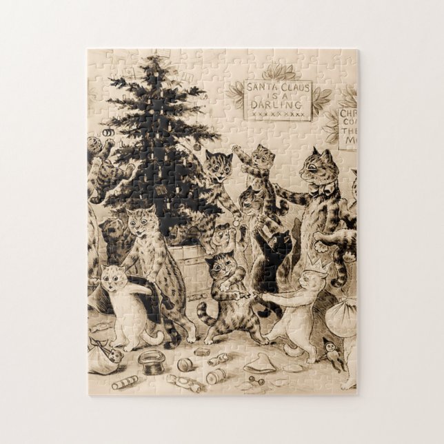 Katzen, die von Louis Wain Weihnachtsbaum schmücke (Vertikal)
