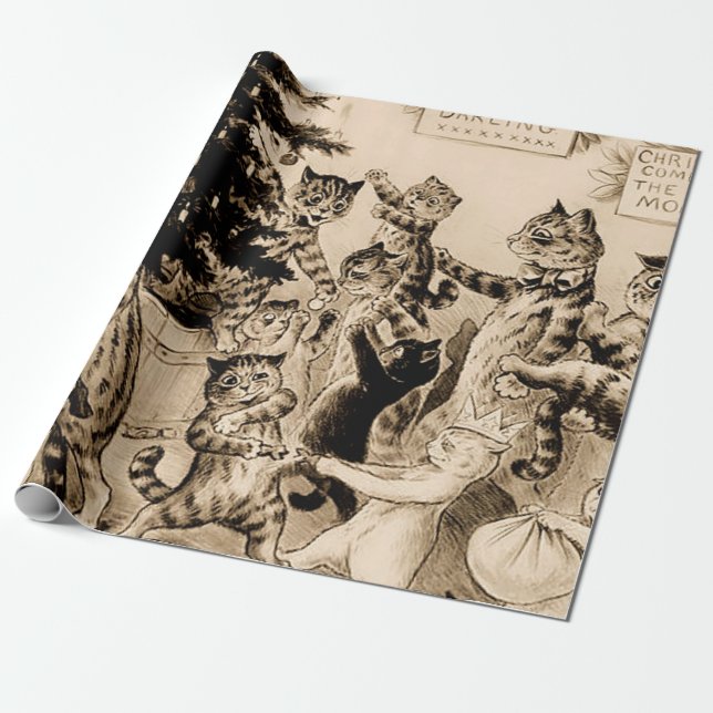 Katzen, die von Louis Wain Weihnachtsbaum schmücke Geschenkpapier (Ungerollt)