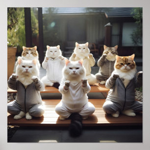 Katzen, die Yoga-Digitaldruck machen Poster