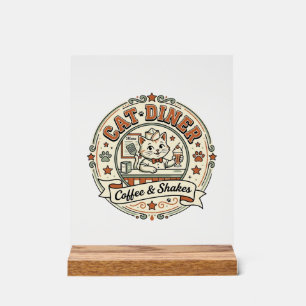 Katzen-Diner Retro-Restaurant Katze Vintage V Acrylschild