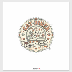 Katzen-Diner Retro-Restaurant Katze Vintage V Aufkleber