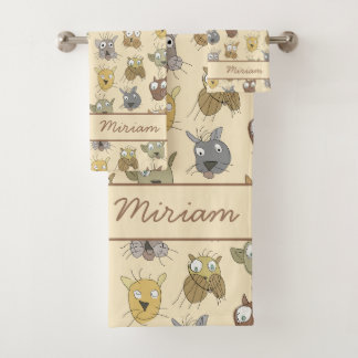 Katzen Doodle Badhandtuch Set