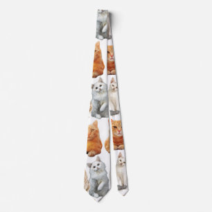 Katzen Druckmuster 01x4 Krawatte