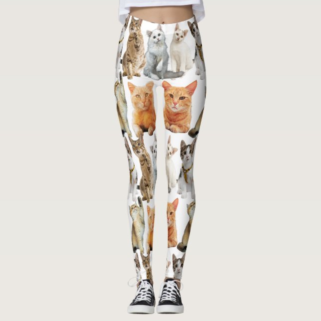 Katzen Druckmuster 01x4 Leggings (Vorderseite)