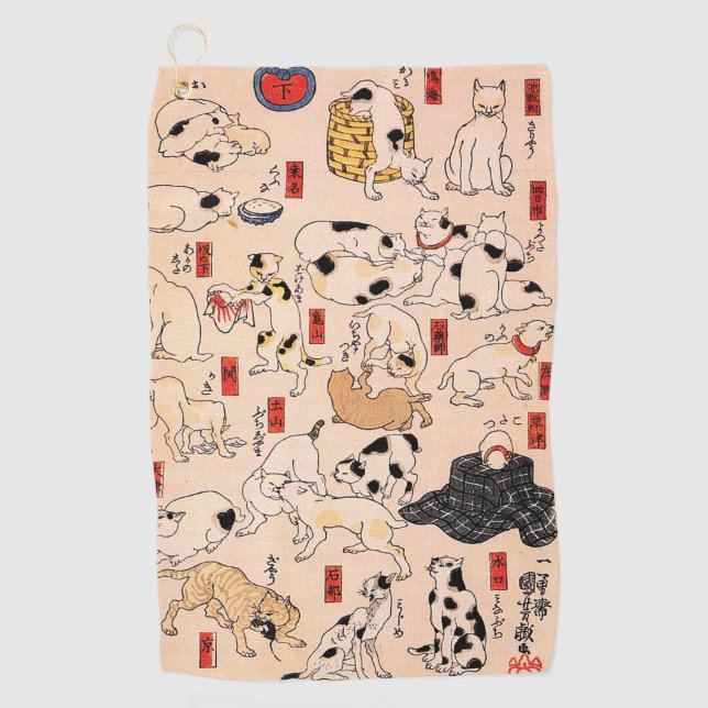Katzen durch Utagawa Kuniyoshi Golfhandtuch (Vorderseite)