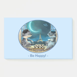 Katzen Eiffelturm - Nacht Glückliche Notizen 10" x