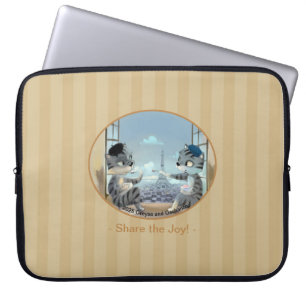 Katzen & Eiffelturm - Paris Freude Laptop-Hülle Laptopschutzhülle