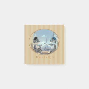 Katzen & Eiffelturm – Paris Freude Notizen 3" x 3"