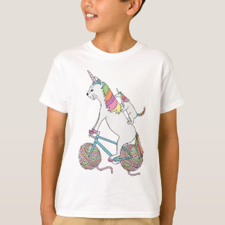 Katzen-Einhorn-ReitEinhorn-Katze, die Fahrrad T-Shirt