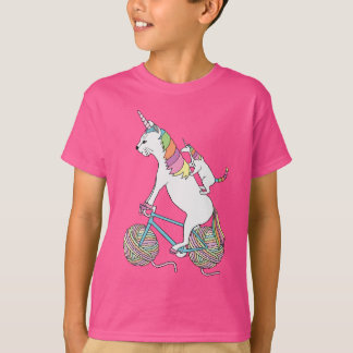 Katzen-Einhorn-ReitEinhorn-Katze, die Fahrrad T-Shirt