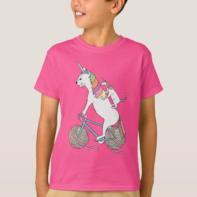 Katzen-Einhorn-ReitEinhorn-Katze, die Fahrrad T-Shirt (Vorderseite)