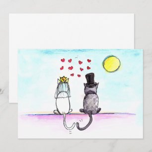 Katzen Einladung zur Hochzeit und Hochzeit am Baue