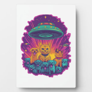 Katzen-Entführungskommando � Lustiger Alien-Kitty- Fotoplatte