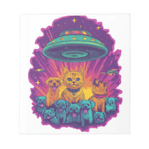 Katzen-Entführungskommando � Lustiger Alien-Kitty- Notizblock